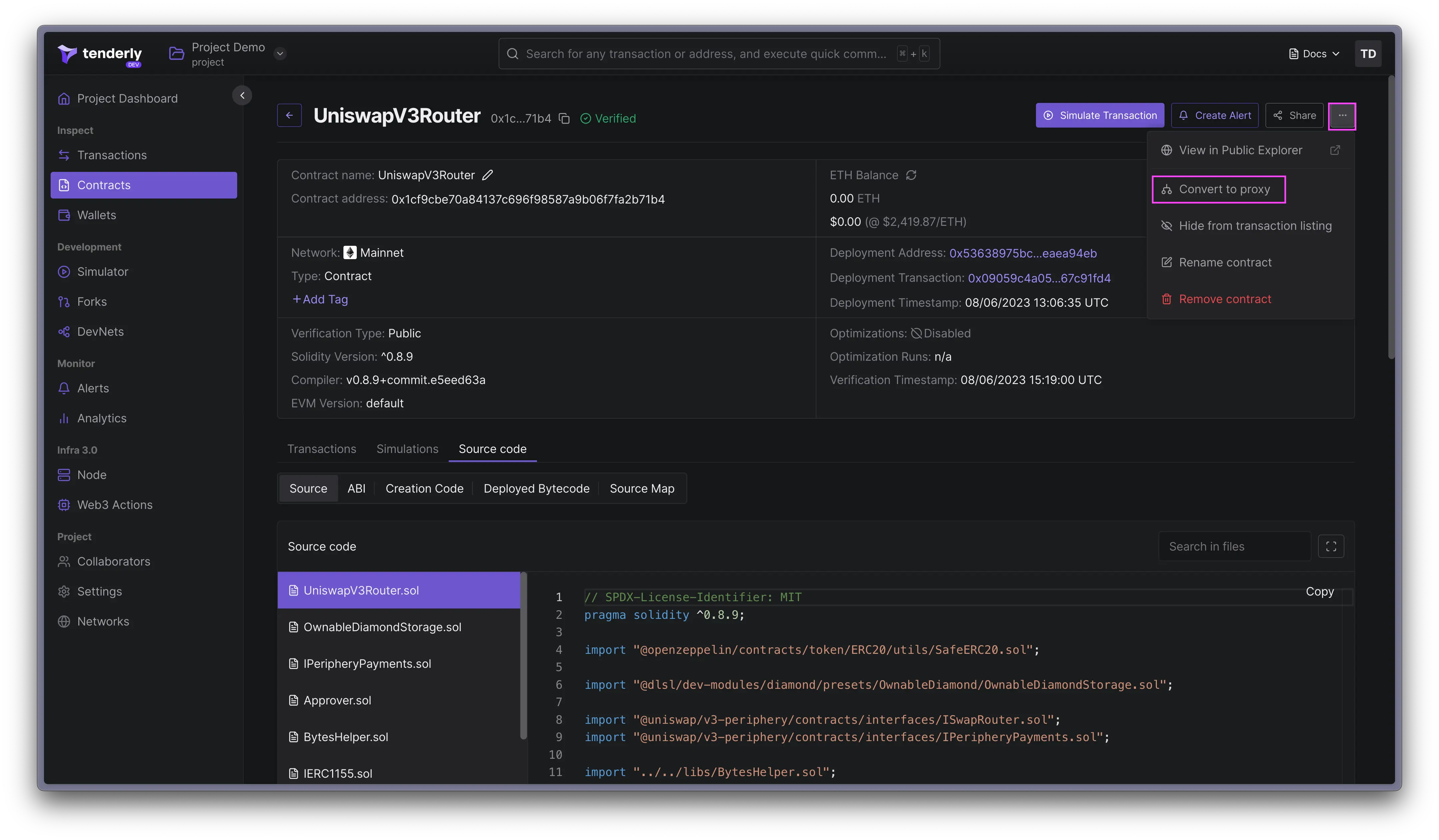 Contract proxy button