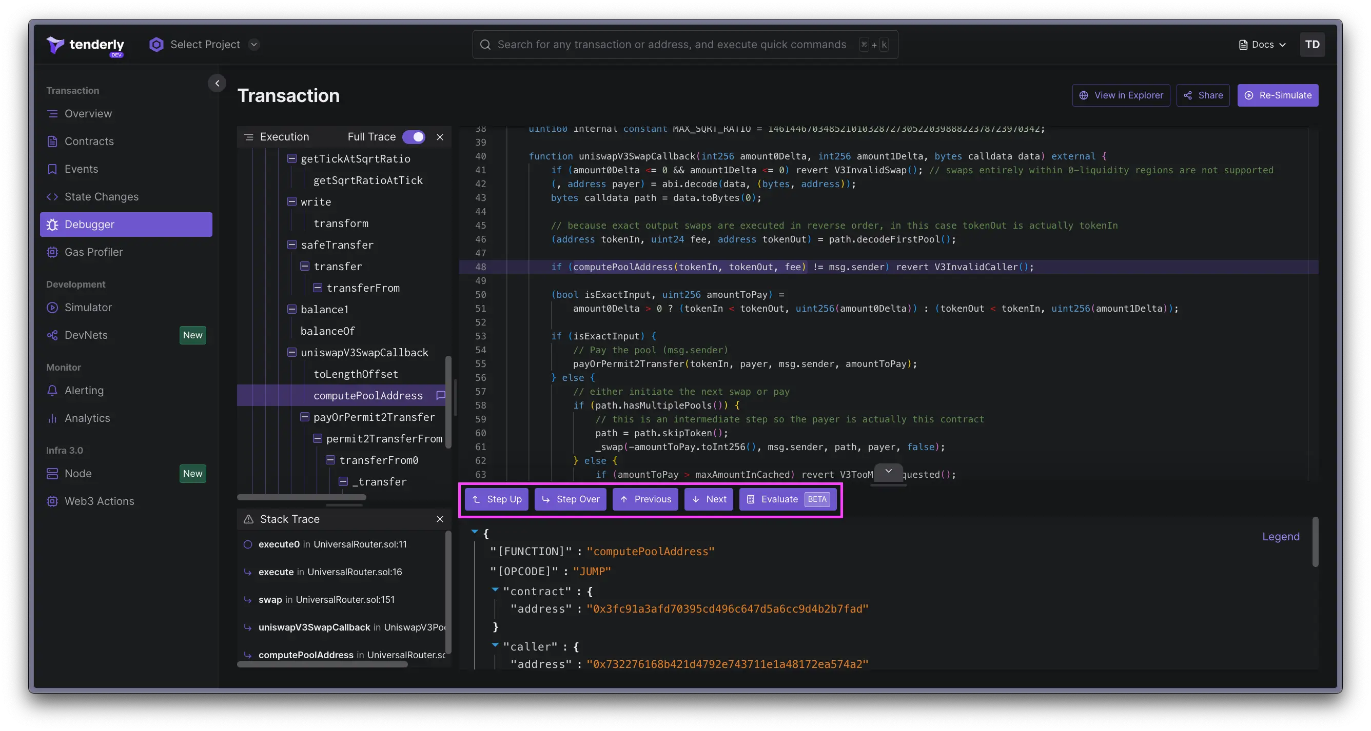Debugger panels