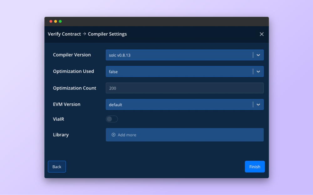 Enter precise compiler settings. Any mismatch will fail to validate.